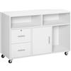 HOMCOM Mobiletto Multiuso minimalista per stampante, Ufficio e Casa con Cassetti di chiave e 4 ruote, 100x35x65cm, Bianco | Aosom Italy