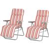 Outsunny Sedia Sdraio per Esterni da 2 Pezzi Pieghevole e Reclinabile, Lettino Prendisole con Cuscino Imbottito, Arancione|Aosom