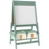 AIYAPLAY Lavagna per Bambini 3 in 1 con Cavalletto, Rotolo di Carta e 2 Cestelli, in Legno, 54x46x94 cm, Verde | Aosom Italy