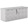 HOMCOM Cassetta Portautensili da 2 kg con Chiusura a Chiave, in Lamiera di Alluminio, 50x15.5x20.5 cm, Argento