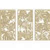 HOMCOM Set di 3 Decorazioni Murali in Legno 3D, 40 x 80 cm, Foglie Tropicali, Effetto Legno Naturale | Aosom Italy