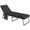 Outsunny Lettino Prendisole Pieghevole con Cuscino, Poggiatesta e Tasca Laterale, 58x189x32.5 cm, Nero | Aosom Italy
