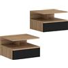 HOMCOM Set di 2 Comodini Sospesi con Cassetto e Mensola Aperta, 35x32x22.5 cm, Nero e Rovere | Aosom Italy