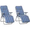 Outsunny Set 2 Sdraio Pieghevoli con Schienale Regolabile a 5 Livelli, in Acciaio e Poliestere, 60x75x102 cm, Blu e Crema | Aosom Italy