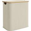 HOMCOM Cesto porta biancheria doppio pieghevole 80 L, con coperchio, maniglie scanalate, beige | Aosom Italy