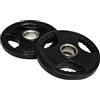 SPORTNOW Dischi peso, piastre 2 x 5 kg, a tre maniglie con fori Ø 50 mm, rivestimento in gomma, nero | Aosom Italy