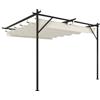 Outsunny Gazebo Pergola Addossata 3x3 m con Tetto Scorrevole e Fori di Drenaggio, Crema | Aosom Italy