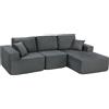 HOMCOM Divano letto angolare modulare, con seduta profonda, braccioli larghi, 2 cuscini, grigio scuro | Aosom Italy