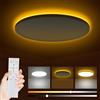 Bowfar Plafoniera LED, Lampada da Soffitto 24W 2800LM con Telecomando Dimmerabile 3000K-6500K, Luce notturna 1800K Ambra, Lampada da Bagno per Soggiorno Cucina Camera Ø29.5x2,5cm, Bianco Rotonda