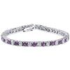 Bling Jewelry Porpora Bianco Alternato Simulato Ametista Rotondo Zirconia Cubica 12,00 Ct 4 Prong Basket Set Solitario Aaa Cz Braccialetto Da Tennis Per Le Donne Prom Sposa Argento Placcato 7,5 Pollici