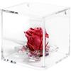 DC DEBORA CARLUCCI Debora Carlucci Rosa Stabilizzata Vera Eterna con 4 Petali in Cubo 8x8 cm Idea Regalo Festa della Mamma Donna Bomboniera Compleanno Anniversario Matrimonio Blu Bianco Rosa Rossa (Rosso)