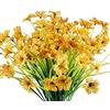 JEMONG 12 fasci di fiori artificiali per esterni, resistenti ai raggi UV, non sbiadiscono, in plastica, per decorare giardini, portici, finestre, fioriere (giallo)