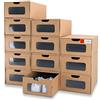 WALL QMER Scatole per scarpe, confezione da 12, 33,5 x 21,1 x 13 cm, impermeabili, per calze, cancelleria, giocattoli, biancheria intima, resistenti, impilabili, con etichette per contrassegnare,
