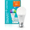 LEDVANCE Lampada LED Smart+, tecnologia Bluetooth, base B22d, colore della luce modificabile, 2700 - 6500 K, colori RGB modificabili, controllabile con Alexa, Google e Apple Voice Control