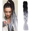 jooceebaby Nero/Argento Extension Per Treccine Africane 24 Treccia Capelli Extension Colorate Ombre Jumbo Treccia Extension Capelli Fibra Sintetica Treccia Di Scatola Crochet Twist Braiding Hair