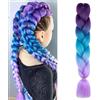 jooceebaby Viola/Blu/Viola Chiaro Extension Per Treccine Africane 24 Treccia Capelli Colorate Ombre Jumbo Treccia Extension Capelli Fibra Sintetica Treccia Di Scatola Crochet Twist Braiding Hair