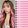 jooceebaby Extension Capelli Colorati Con Clip Rosso anguria 12 pezzi 22 pollici Lungo Dritto Sintetiche Resistenti al Calore per Bambini Ragazze Donne Festival Feste Halloween Cosplay