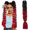 jooceebaby Nero/Rosso Extension Per Treccine Africane 24 Treccia Capelli Extension Colorate Ombre Jumbo Treccia Extension Capelli Fibra Sintetica Treccia Di Scatola Crochet Twist Braiding Hair