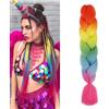 jooceebaby Colori Dell'arcobaleno Extension Per Treccine Africane 24 Treccia Capelli Extension Ombre Jumbo Treccia Extension Capelli Fibra Sintetica Treccia Di Scatola Crochet Twist Intrecciare