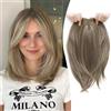 MORICHY Topper per capelli da donna, per aggiungere volume ai capelli, a caschetto corto, con clip con base grande da 16,5 x 16,5 cm, con frangia in fibra, per donne con capelli diradati (marrone chiaro