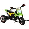 Triciclo per bambini stile moto a pedali con luci e suoni, 3 ruote larghe, età 18-36 mesi, 71x40x51cm, verde