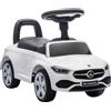 Macchina per bambini licenza mercedes benz con clacson e spazio portaoggetti, 65x28x39 cm, bianco
