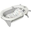 Vaschetta bagnetto pieghevole per bambini 0-3 anni con indicatore di temperatura e cuscino, 81.5x50.5x23.5cm, bianco