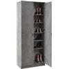 BAKAJI Mobile Armadio Scarpiera Casa 6 Ripiani Porta Scarpe con 2 Ante Multiuso Cemento