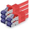1aTTack.de Cat.7 Cavo di Rete 1,5m - rosso - 5 Pezzi - Ethernet LAN Cat.7 SFTP PIMF LSZH Spina RJ45 Cat6a 10 Gbit s