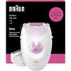 Braun Silk Epil 3 Epilatore Elettrico Donna Con Filo, Rasoio Elettrico Donna, Rimozione Facile Dei Peli, Pelle Liscia A Lungo, Include Testina Rasoio E Pettine Regolatore, 3-031, Rosa