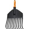 Fiskars OneClick Mini Rastrello a Ventaglio, per Aiuole e Spazi Stretti, Cambio Semplice con un Clic, Denti Morbidi e Flessibili, Nero/Arancione, 1082704