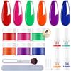 Eodci Polvere a immersione in 6 colori fluorescenti, rosa estivo, blu, verde, giallo, viola, per principianti, con base top coat, attivatore, protezione per pennelli, nail art, manicure fai da te