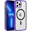 Coiwxmoi Custodia per iPhone 13 Pro Cover Compatibile con MagSafe, Custodia TPU Morbida Trasparente con Anello Magnetico, Anti-Impressioni Digitali Backcover, Anti-Scivolo Anti-Urto Case, Viola