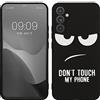 kwmobile Cover Compatibile con Samsung Galaxy A34 5G - Custodia in Silicone TPU - Cover Protettiva Soft Case - Don't touch my phone bianco/nero
