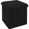 HOME DECO FACTORY, HD0506, Ottomana Pieghevole Nera Design Elegante Sedute portaoggetti multifunzionali Comfort ottimale Facile Manutenzione Ideale per Piccoli spazi 38 cm Nero
