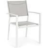 BIZZOTTO ANDREA SPA Poltrona da Giardino Hilde Bianco Cloud, struttura in alluminio, seduta textilene 2x1, impilabile, arredo esterno