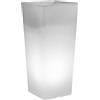 VECA S.P.A. Clou Cachepot quadrato 85 cm bianco con luce, vaso per piante, fioriera moderna, resina resistente, interno ed esterno