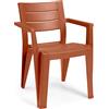 KETER ITALIA S.P.A. Poltrona Julie, Rosso Terra, Resina Effetto Legno Spazzolato, Impilabile, 61,5x58,5x79 cm