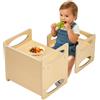 VEVOR Set Tavolo e Sedia per lo Svezzamento Montessori, Set Tavola in Legno per Bambini 380 x 300 x 362 mm, Sgabello Regolabile Altezza 265 mm, Sedia per Leggere, Mangiare, Legno Naturale