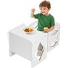 VEVOR Set Tavolo e Sedia per lo Svezzamento, Set Tavolo e Sedia in Legno per Bambini 392 x 300 x 381 mm, Seggiola Regolabile Altezza 345 mm, Sgabello Tavolo per Leggere, Mangiare, Bianco