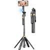 Andoer Treppiede per selfie con tracciamento automatico del viso, 180 cm, con vite da 1/4, scatto remoto, controllo gestuale per selfie vlog live streaming, video di gruppo