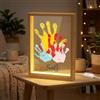 lameico Set di impronte a mano per la famiglia con led, set di impronte per neonati, set di impronte digitali per coppie, cornici in legno per fai da te, idee regalo personalizzate per la festa del papà e la