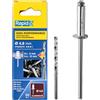 Rapid Scatola da 50 Rivetti in Alluminio da Ø4.8 x 16 mm, Adatti a Fissare Parafanghi, Coperture in Metallo e Plastica, Segnaletica e Lamiere, Include una Punta per il Trapano (5000390)
