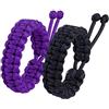 Jewboo - Coppia di braccialetti di sopravvivenza intrecciati fatti a mano in paracord per coppie, uomini e donne, taglia regolabile, 16 à 20 cm, Nessuna pietra preziosa