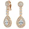 Bling Jewelry Teardrop Halo Cubic Zirconia Pave Cz Dangle Prom Dichiarazione Clip Su Orecchini Pendenti Per Le Donne Placcato Oro Rosa In Ottone