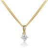 MIORE Collana Donna con Pendente Solitario Diamante in Oro Giallo Massiccio 375 da 9K con Catenina in Argento Placcato Oro 18K Lunga 45cm- Collana con Pendente Diamante 0.15ct con Custodia Portagioie