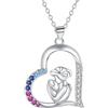 Hifeeled Collana Madre e Figlia Donna Argento Sterling 925 con Ciondolo Cuore,Regali per Donna Madre Moglie Figlia - Regolabile |45cm+5|