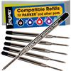 Cottage Mills Jaymo - 6 - Ricariche per penne a sfera nere compatibili Parker®. Inchiostro tedesco liscio e puntale Medio 1mm. # 1782467