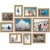 Americanflat Set Cornici Foto da Parete e da Tavolo Effetto Legno di Rovere, 10 Pezzi - Due da 20x25 cm, Quattro da 13x18 cm e Quattro Cornici 10x15 cm - Composizione Portafoto con Vetro Infrangibile
