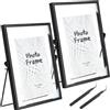 Fegat 2PCS Cornici Portafoto in Vetro A5, 15x20cm Metallo Cornice Foto in Piedi Fiori Pressati, Visibili su Entrambi, Cornici da Tavolo per Fai Da Te Fiori Secchi Immagini Artistico Display Decor (Nero)